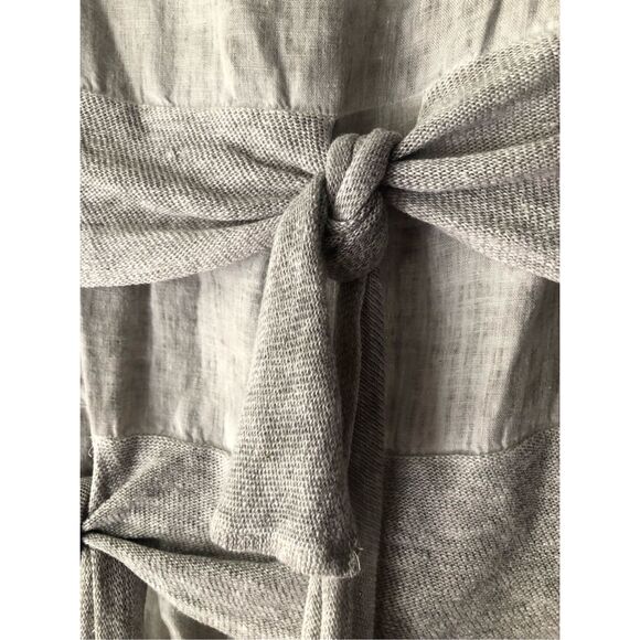 “Muza Poland Linen Dress – Gray, Short Sleeve, Artistic Knit Details (M - Picture 6 of 14